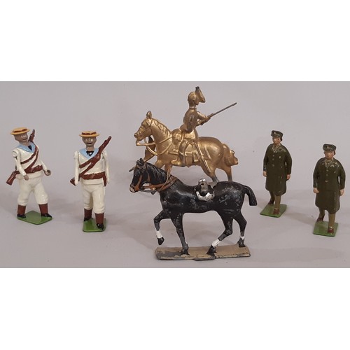 660 - A collection of vintage lead soldier figures including Britains box set 7245 Gordon Highlanders, 5 u... 