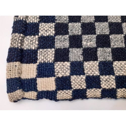 672 - Welsh woollen blanket in reversible double weave, woven on a narrow loom in 2 sections joined with c... 