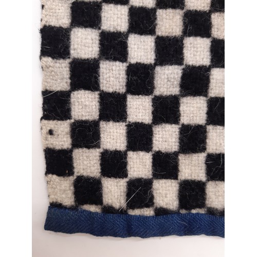 673 - Welsh woollen blanket in reversible double weave, woven on a narrow loom in 2 sections joined with c... 