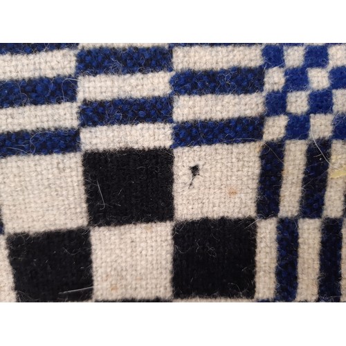 674 - Welsh woollen blanket in reversible double weave, woven on a narrow loom in 2 sections joined with c... 