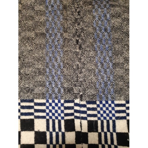 674 - Welsh woollen blanket in reversible double weave, woven on a narrow loom in 2 sections joined with c... 