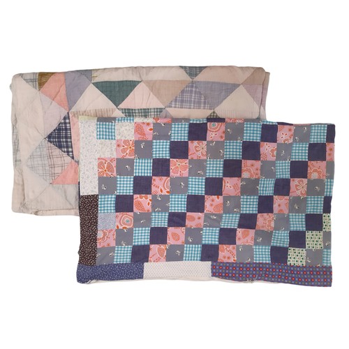 678 - A vintage patchwork quilt/ duvet cover worked mainly with Laura Ashley fabric squares, hand stitched... 