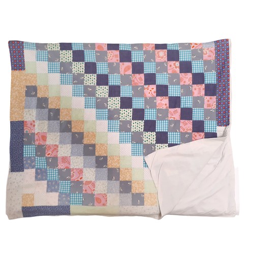 678 - A vintage patchwork quilt/ duvet cover worked mainly with Laura Ashley fabric squares, hand stitched... 