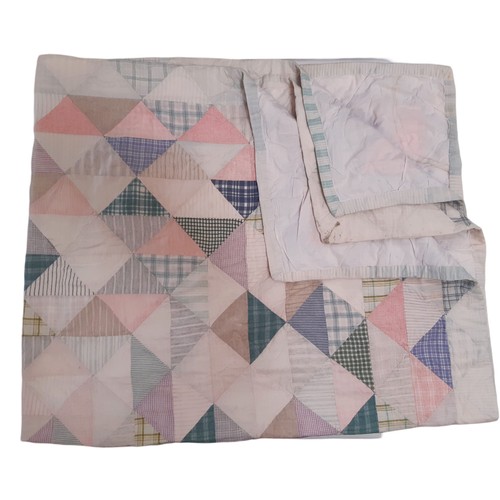 678 - A vintage patchwork quilt/ duvet cover worked mainly with Laura Ashley fabric squares, hand stitched... 