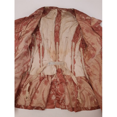 680 - Three late 19th century ladies bodices comprising a brown striped jacket with stayed fitted bodice, ... 