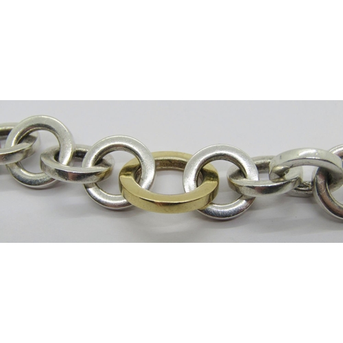 265 - Tiffany & Co. silver and 18ct gold bracelet, dated 2001, stamped 'Italy 925 750', 36.6g