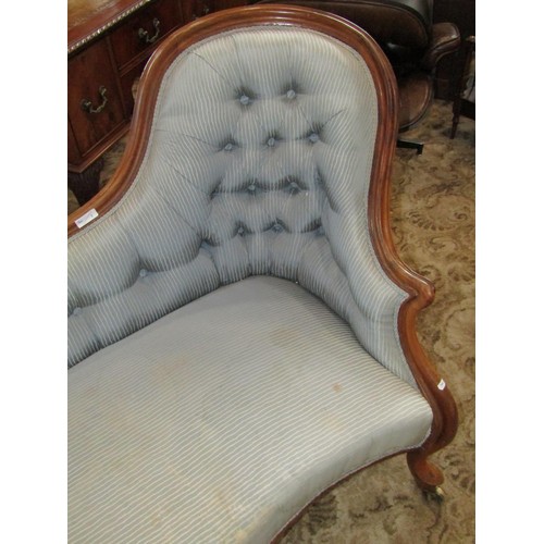 1274 - A Victorian chaise longue with upholstered seat and buttoned back within a rosewood frame, 180cm lon... 