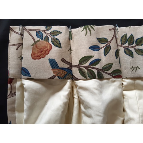 671 - A collection of furnishings in William Morris Kelmscott Tree fabric including 3 pairs of curtains, a... 