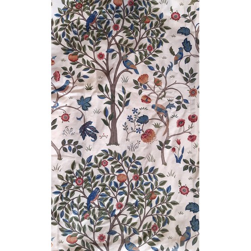 671 - A collection of furnishings in William Morris Kelmscott Tree fabric including 3 pairs of curtains, a... 