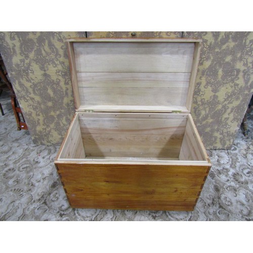 1279 - A Camphor wood trunk with hinged lid and exposed dovetail construction, 66cm high x 95xm x 56cm