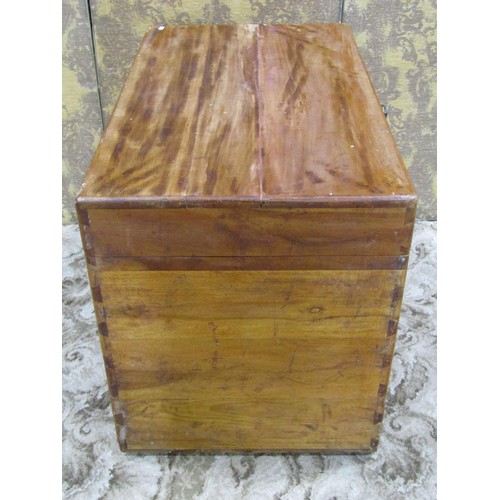 1279 - A Camphor wood trunk with hinged lid and exposed dovetail construction, 66cm high x 95xm x 56cm