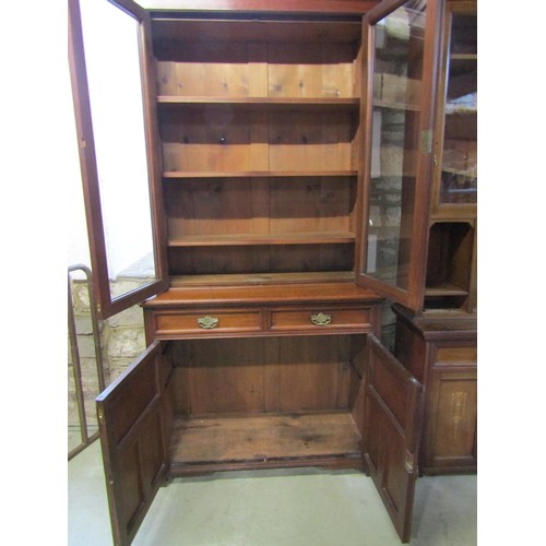 1280 - A late Victorian walnut library bookcase indistinctly stamped to drawer J A S Shoolbred & Co, 235cm ... 