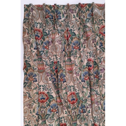 707 - 2 pairs curtains in Arthur Sanderson 'Cascacs' fabric,  made to measure by John Lewis, lined with tr... 