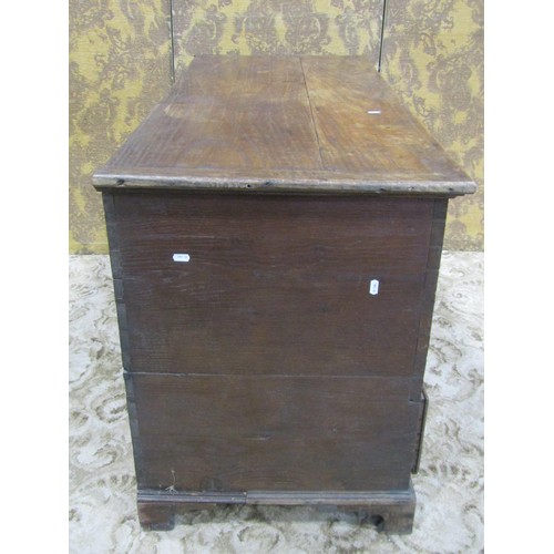 1288 - A Georgian elm and oak mule chest with hinged lid over two drawers set on bracket feet, 74 cm high x... 