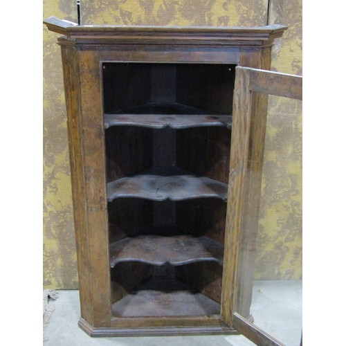 1293 - A country made corner Cabinet in fruitwood with glazed front, 114cm high x 75cm x 40cm