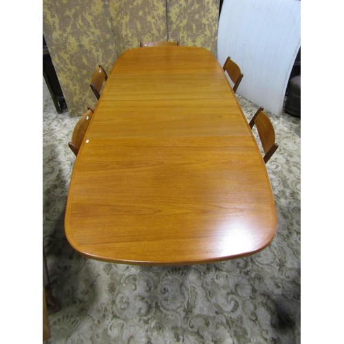 1300 - A Teak 'Mobel Fabrique Gudme' extending dining table 73cm high x 260cm long (extended approx) x 106c... 