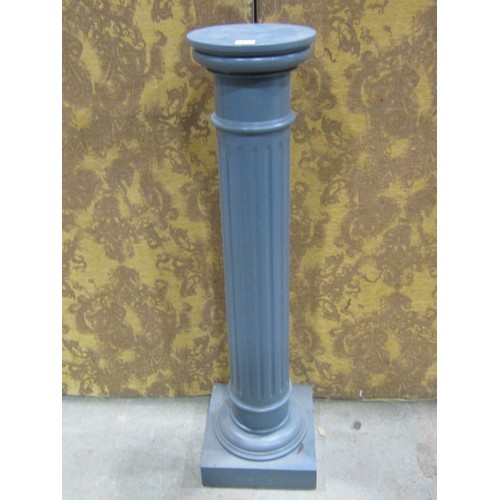 1307 - A painted pedestal with cylindrical fluted column, 105cm high together with a vintage blue enamel pe... 