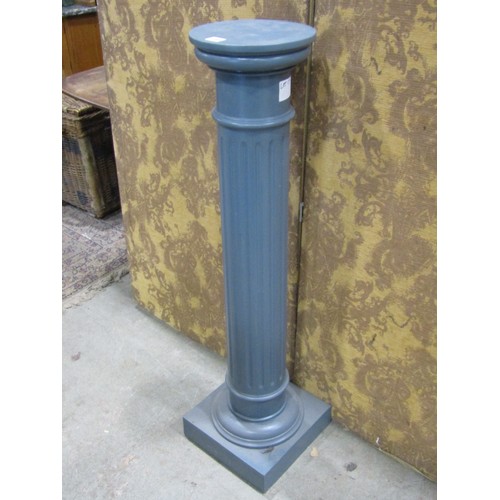 1307 - A painted pedestal with cylindrical fluted column, 105cm high together with a vintage blue enamel pe... 