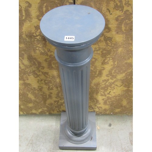 1307 - A painted pedestal with cylindrical fluted column, 105cm high together with a vintage blue enamel pe... 