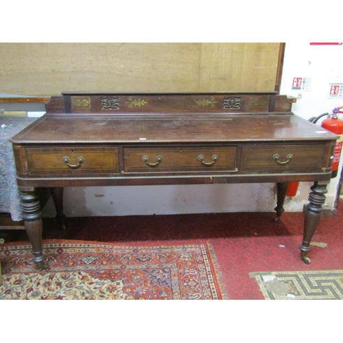 1327 - A Regency mahogany side/serving table with decorative brass inlay and further detail, fitted with th... 