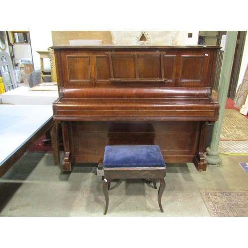 1325 - A C. Bechstein Berlin iron framed upright and over strung piano stamped 12505 and 7183F, together wi... 