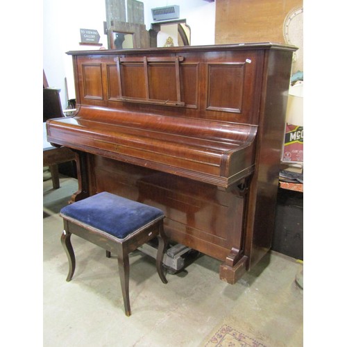 1325 - A C. Bechstein Berlin iron framed upright and over strung piano stamped 12505 and 7183F, together wi... 