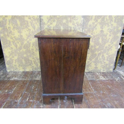 1347 - A small Georgian mahogany and oak lined chest of four drawers on bracket supports, 77cm wide