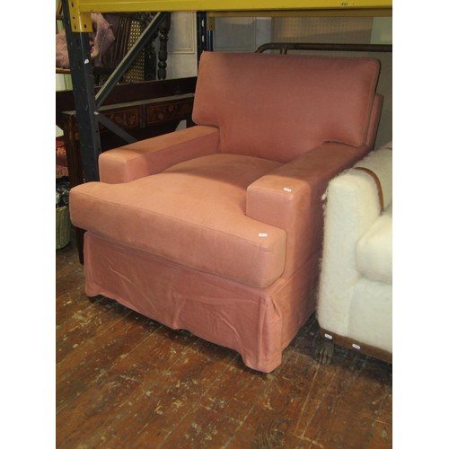 1358 - A Melissa chair upholstered in pale terracotta coloured fabric, 100cm high x 100cm x 90cm, together ... 