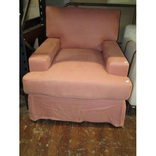 1358 - A Melissa chair upholstered in pale terracotta coloured fabric, 100cm high x 100cm x 90cm, together ... 