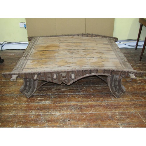 1376 - A 19th century Indian hardwood occasional table with metal mounts and detail, probably adapted from ... 