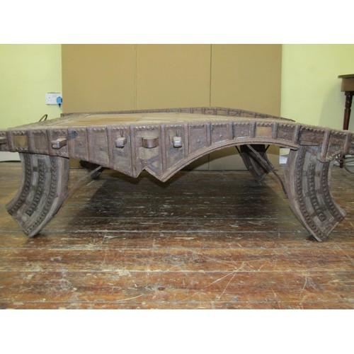 1376 - A 19th century Indian hardwood occasional table with metal mounts and detail, probably adapted from ... 