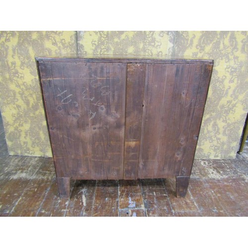 1379 - A small Victorian mahogany bow fronted chest of drawers with bracket feet, 91cm high x 88cm x 46cm