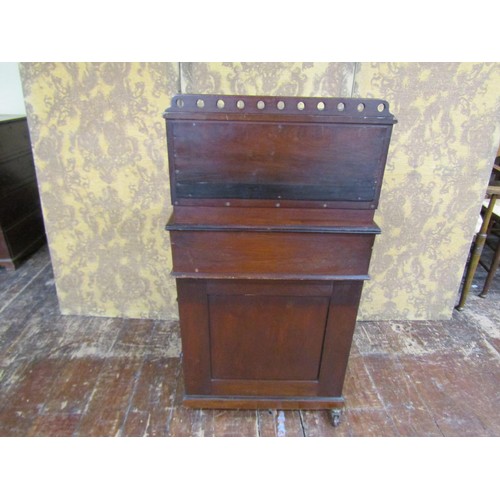 1387 - A Victorian mahogany Davenport in the aesthetic style with painted floral and bird detail, further g... 