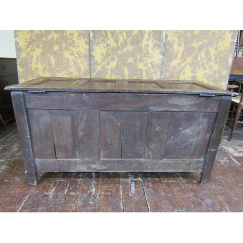 1391 - An 18th century four panel coffer enclosed by rectangular fielded panels in moulded framework, 150cm... 