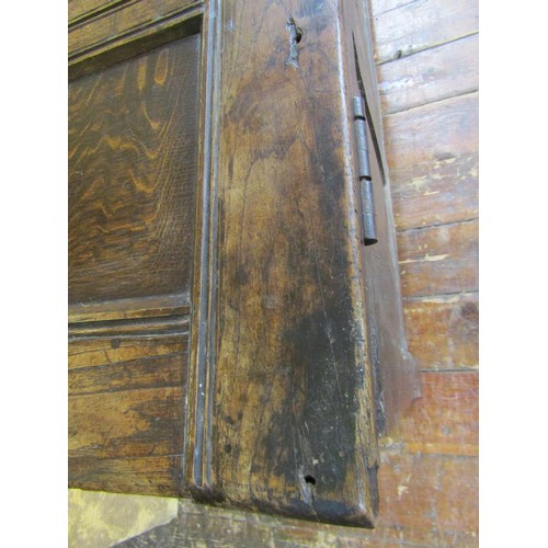 1391 - An 18th century four panel coffer enclosed by rectangular fielded panels in moulded framework, 150cm... 