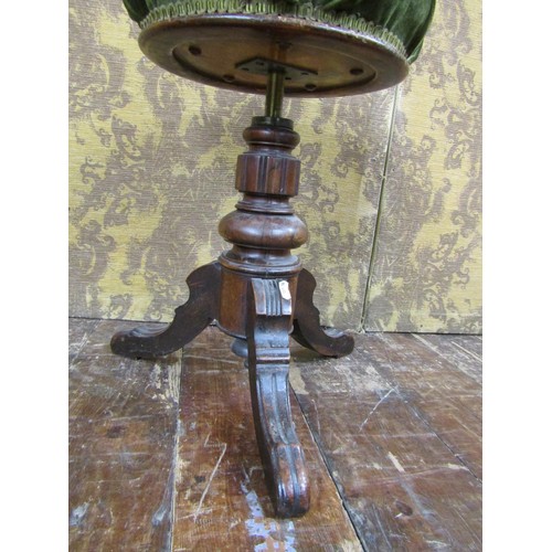 1392 - A Victorian piano stool with revolving seat, an inlaid chair, etc