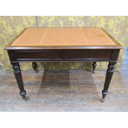 1413 - A 19th century mahogany writing desk by M Willson, 68 Great Queen Street, enclosing two drawers on f... 