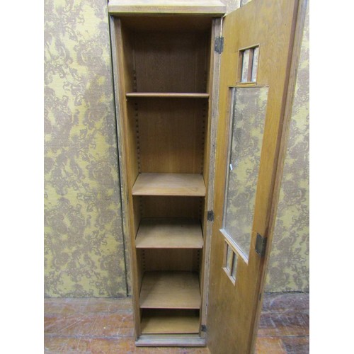 1416 - A continental art deco side cupboard partially enclosed with a glazed panelled door, 185cm high x 42... 