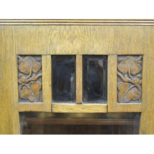 1416 - A continental art deco side cupboard partially enclosed with a glazed panelled door, 185cm high x 42... 