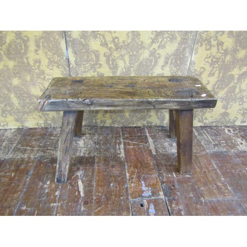 1417 - An old English style oak bench on four splayed supports, 43cm high x  74cm x 25cm