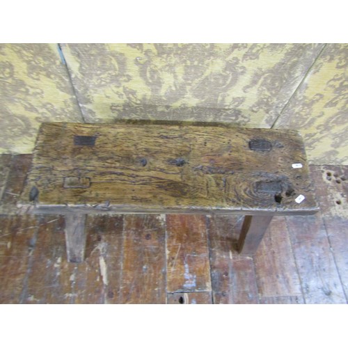 1417 - An old English style oak bench on four splayed supports, 43cm high x  74cm x 25cm