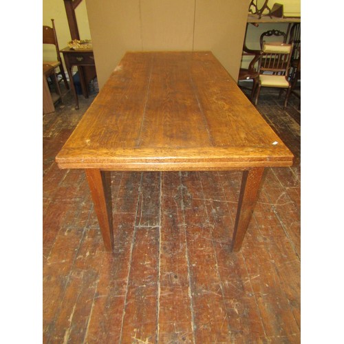 1418 - An oak draw leaf refectory table in the Georgian style, 215cm long when closed (305cm when open) x 9... 