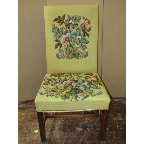 1420 - A Georgian style side chair with floral tapestry seat and back