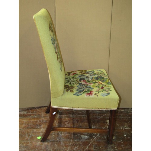 1420 - A Georgian style side chair with floral tapestry seat and back