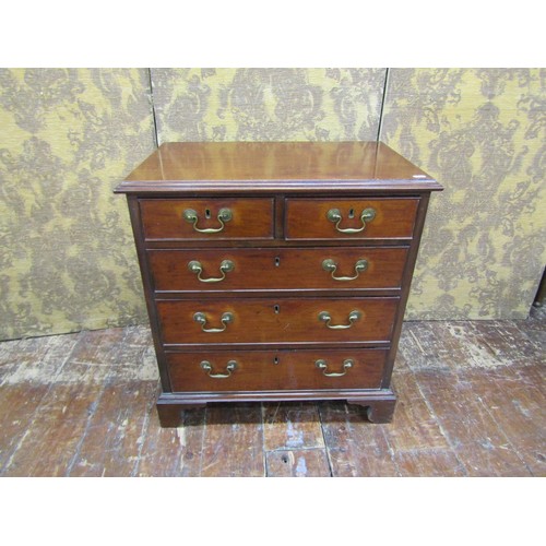 1421 - A Small Georgian mahogany chest of three long and two short drawers on bracket supports, 72cm high x... 