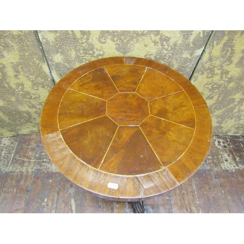 1429 - A 19th century walnut occasional table the circular top with segmented veneers on turned pillar and ... 