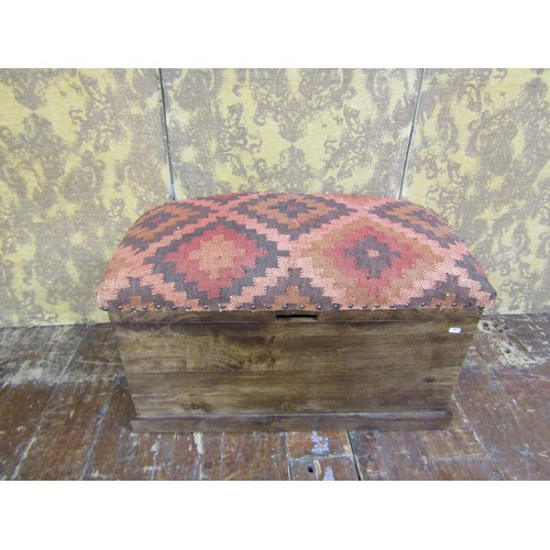 1438 - A Hardwood blanket chest with kelim top