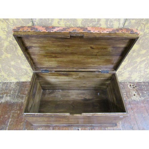 1438 - A Hardwood blanket chest with kelim top