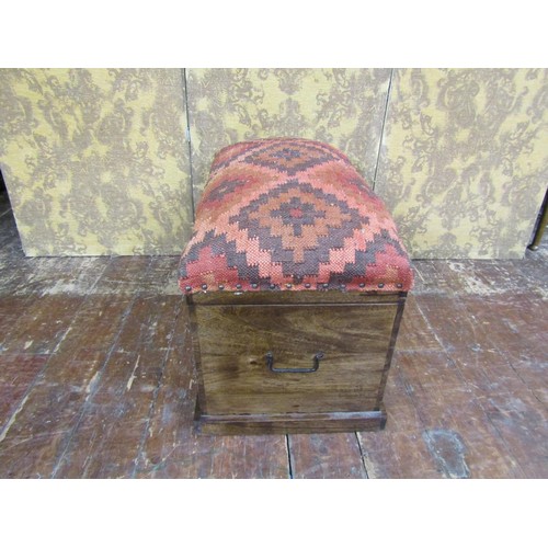 1438 - A Hardwood blanket chest with kelim top