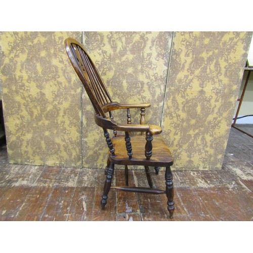 1449 - A large Windsor elbow chair elm and ash and other mixed woods